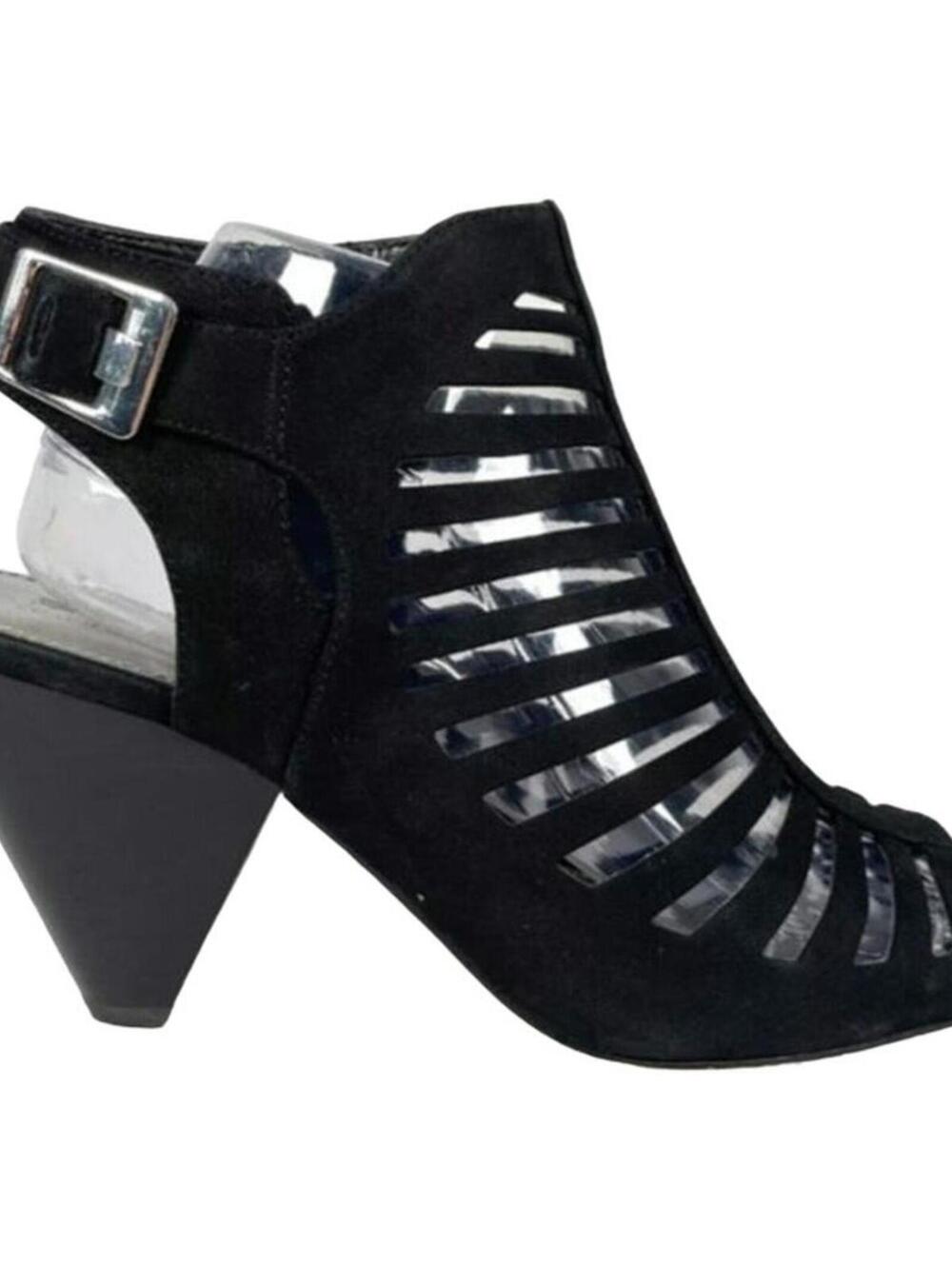Coach Four Black Kellisa Strappy Suede Sandal Heels Shoes